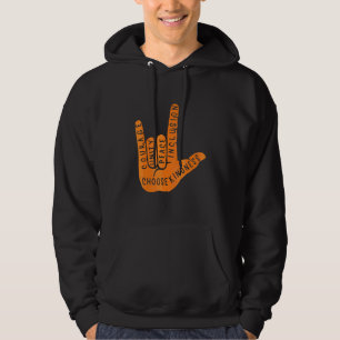 Love Sign Language anti bullying kind orange Kindn Hoodie