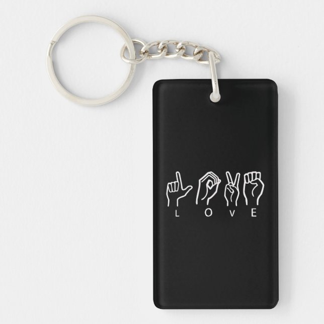 Love Sign Language ASL Valentine's Day Key Ring (Front)