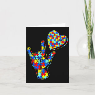 Love Sign Language Autism Awareness Puzzle Kindnes Card