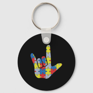 Love Sign Language Autism Awareness Support 4  Key Ring