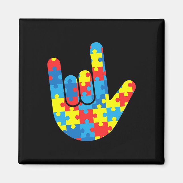 Love Sign Language Autism Gift Awareness Support 4 Magnet (Front)