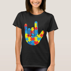 Love Sign Language Autism Gift Awareness Support 4 T-Shirt
