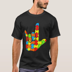 Love Sign Language Autism Gift Awareness Support T-Shirt