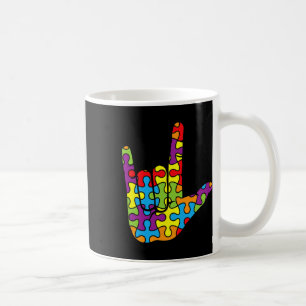 Love Sign Language Autistic Puzzle Autism Awarenes Coffee Mug
