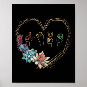 Love Sign Language Floral Heart Asl Valentines Day