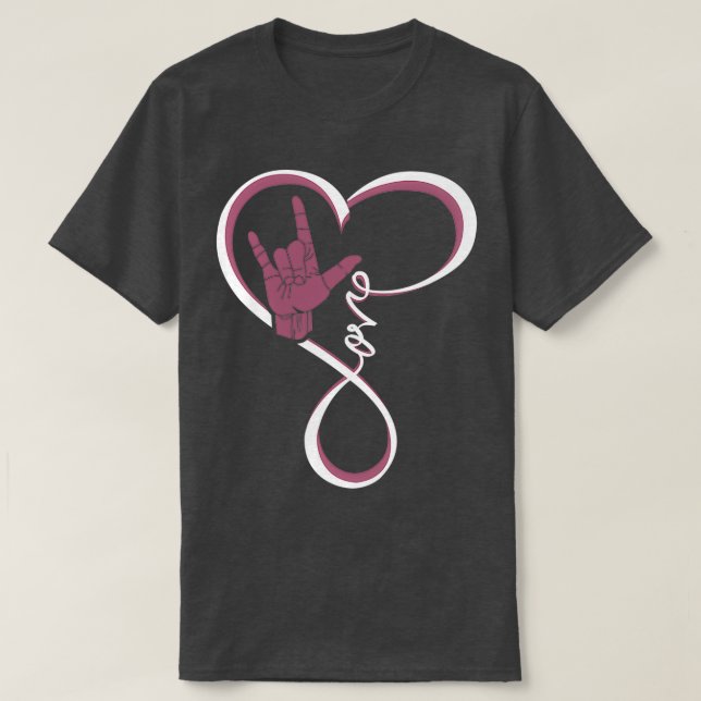 Love Sign language Heart T-Shirt (Design Front)