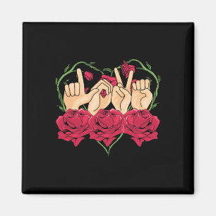 Love Sign Language Rose Heart ASL Awareness Deaf P Magnet