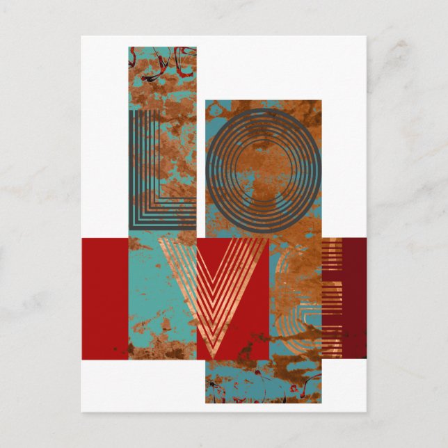 Love sign rusty retro design white postcard (Front)