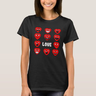 Love Silly Heart Faces Valentines Day  Boys Girls T-Shirt