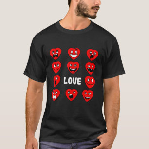 Love Silly Heart Faces Valentines Day  Boys Girls  T-Shirt