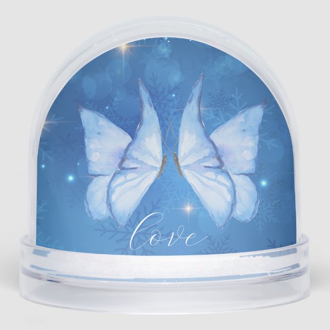 Love Simple Modern Script 2 Photo Snow Globe  (Front)