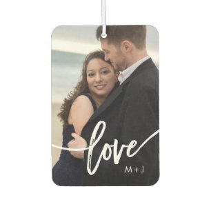 Love   Simple Modern Typography with your Photo Car Air Freshener