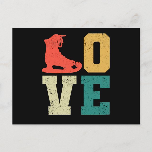 Love skate team fan winter funny figure skating postcard (Front)