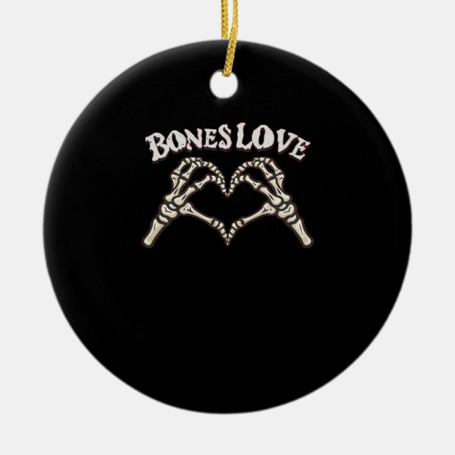Love Skeleton Hand Classic Ceramic Tree Decoration (Front)