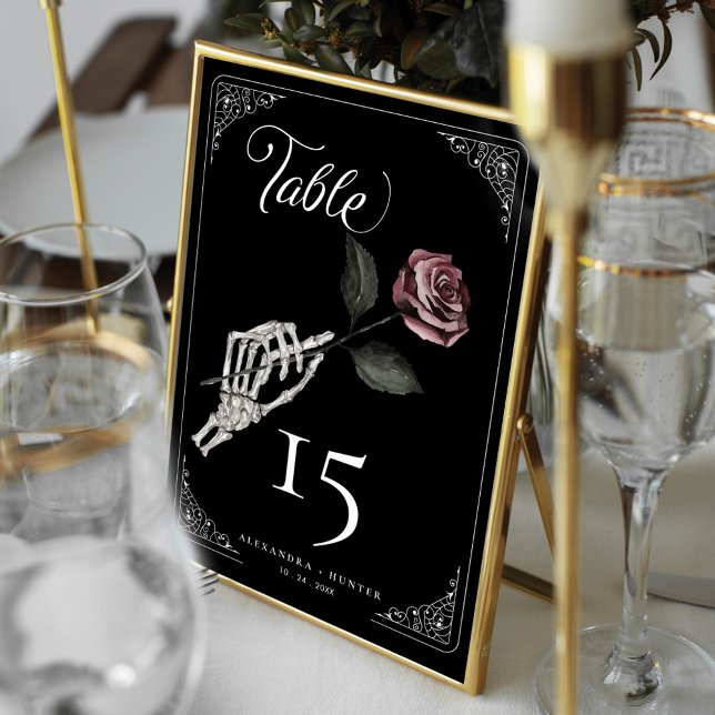 Love Skeleton Hand Rose Halloween Gothic Wedding Table Number (Love Skeleton Hand Rose Halloween Gothic Wedding Table Number)