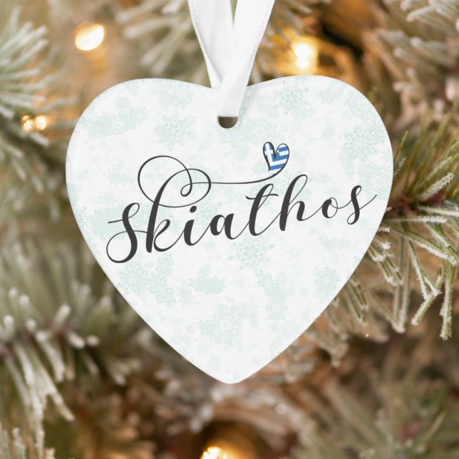 Love Skiathos Design With Greek Flag Ornament (Tree)