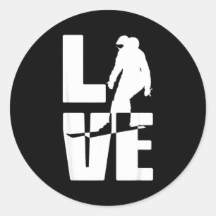Love skiing, powder seeker, ski fan, skiing lover classic round sticker