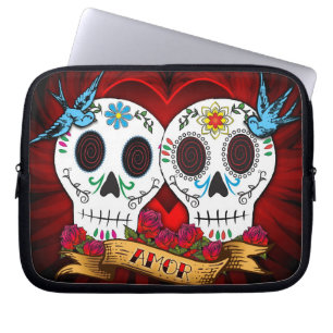 Love Skulls and Bluebirds Laptop Sleeve
