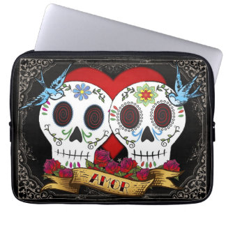 Love Skulls Day of the Dead Neoprene Laptop Sleeve