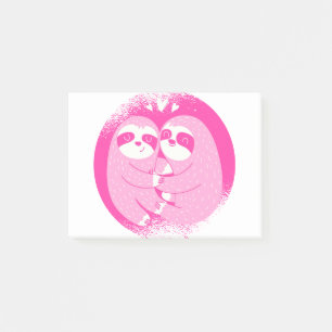 love sloth valentines day pink post-it notes