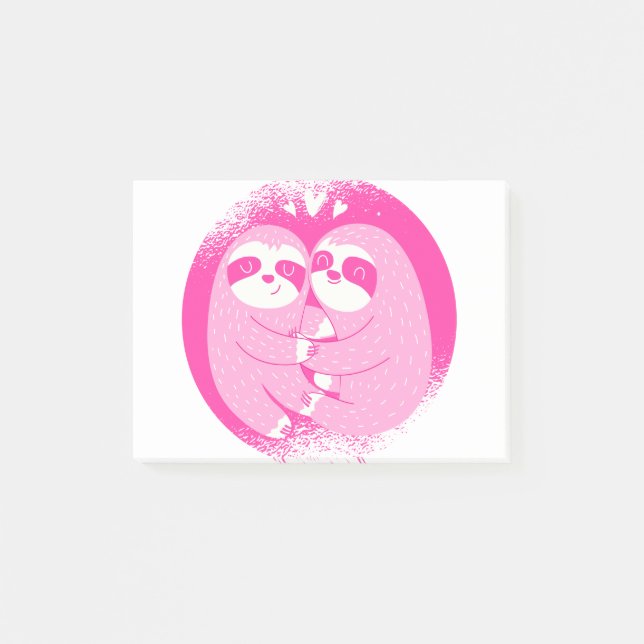 love sloth valentines day pink post-it notes (Front)