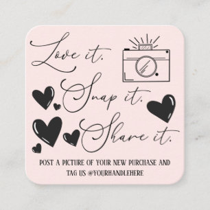 Love Snap Share Camera Hearts Script Etsy Business Square Business Card