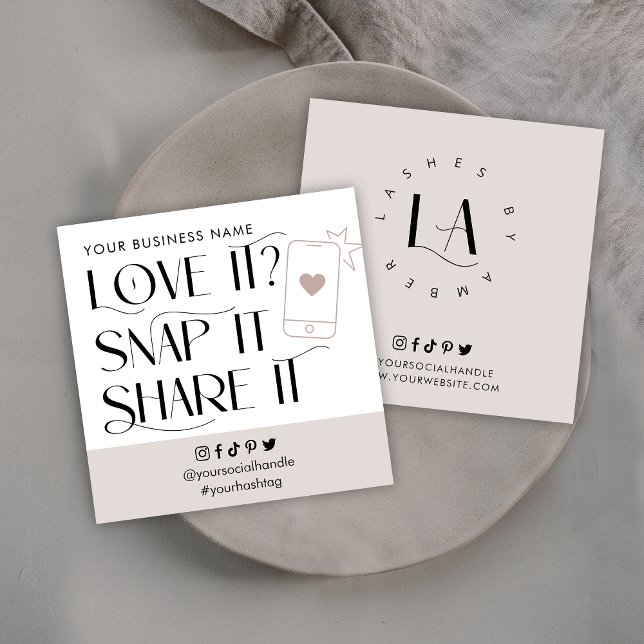 Love Snap Share Social Media Modern Font Logo Square Business Card (Creator Uploaded)