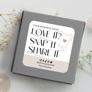Love Snap Share Social Media Modern Font Logo Square Sticker