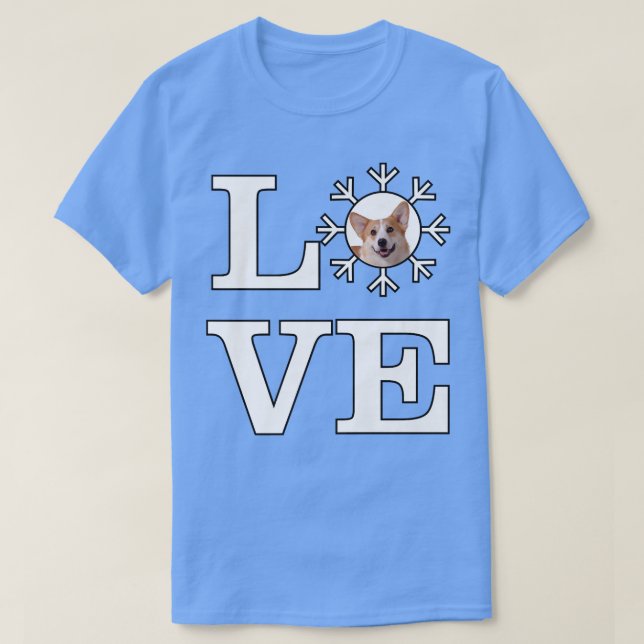 Love Snowflake Dog Pembroke Welsh Corgi791 T-Shirt (Design Front)