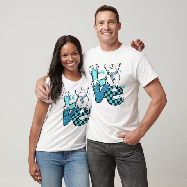 LOVE Snowman Festive Winter Design T-Shirt (Unisex)