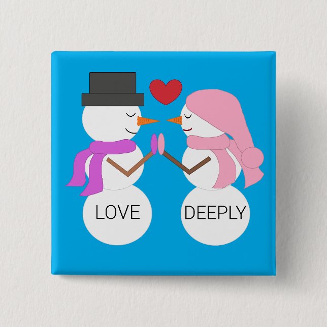Love & Snowpeople: Blue-green Button (Front)