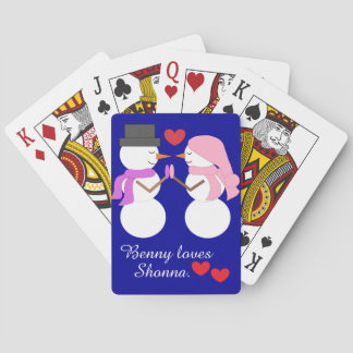 Love & Snowpeople:  Dark Blue Playing Cards