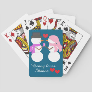 Love & Snowpeople: Deep Sea Blue Playing Cards