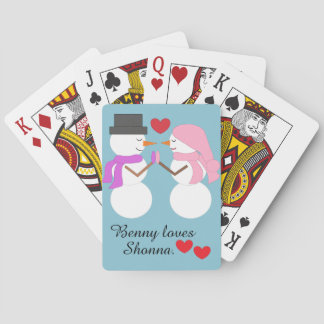 Love & Snowpeople:  Ligth Blue Playing Cards