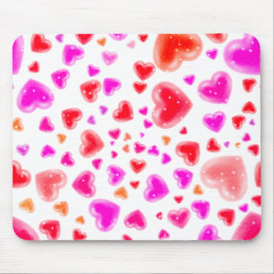 Love, so many hearts, White Mouse Pad