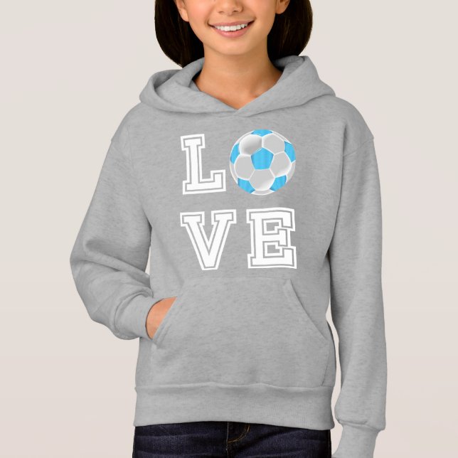 Love Soccer  - Baby Blue and White (Front)