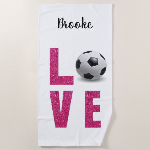 Love Soccer Beach Towel