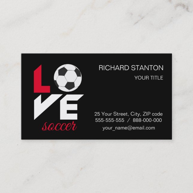 Love soccer business card (Front)