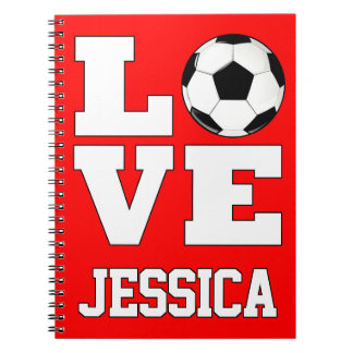 LOVE Soccer Custom Player Name Sports School Notebook
