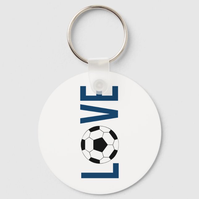 Love Soccer Key-chain  (blue) Key Ring (Front)