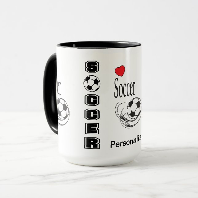 Love ⚽ Soccer - Personalise  Mug (Front Left)