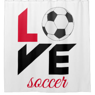 Love soccer shower curtain