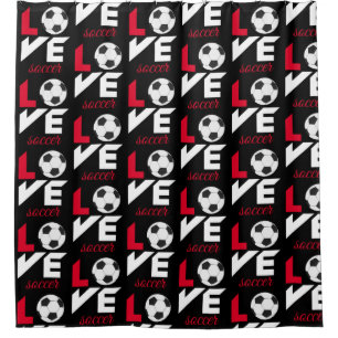 Love soccer shower curtain