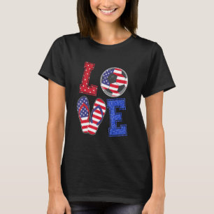 Love Soccer With Usa Flag Flip Flop Costume Mens B T-Shirt