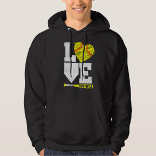 Love Softball Cute Heart With Softball Bat For Spo Hoodie