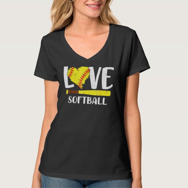 Love Softball Graphic Saying Tee For Teen Girls An (Front)