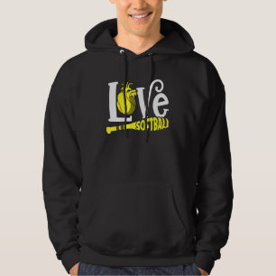 Love Softball Heart Ball Game Player Coach Hoodie