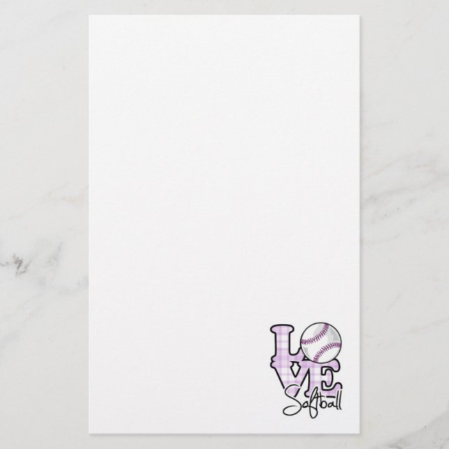 Love Softball Stationery (Front)