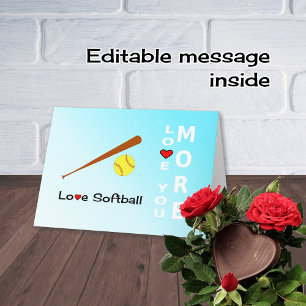Love Softball Valentines Day romantic sports Holiday Card