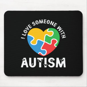 Love Someone With Autism Heart Puzzle Autistic Mouse Pad